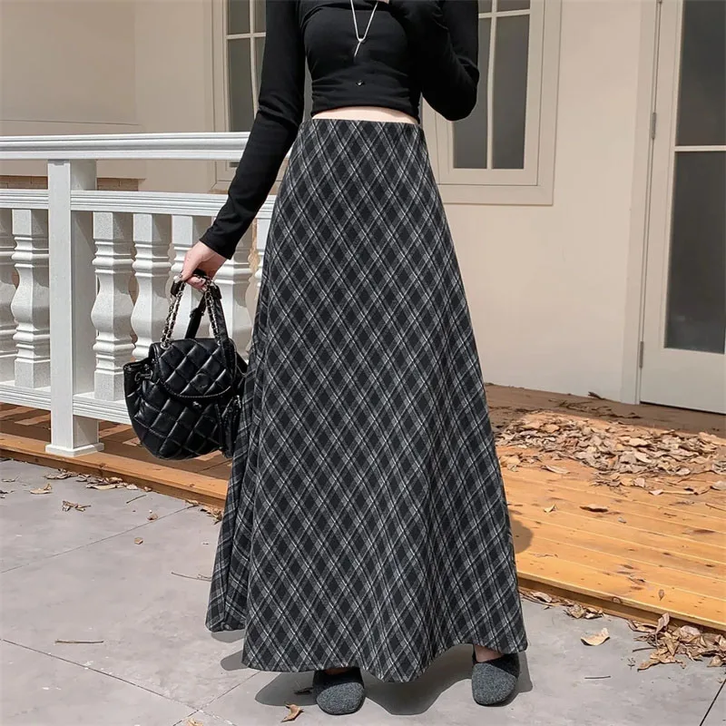 Korean Women Fashion High Waist Long Skirts Spring Lady Casual Loose Skirt Autumn Female High-end Woolen Grid A-line Maxi Skirt
Korean Women Fashion High Waist Long Skirts Spring Lady Casual Loose Skirt Autumn Female High-end Woolen Grid A-line Maxi Skirt