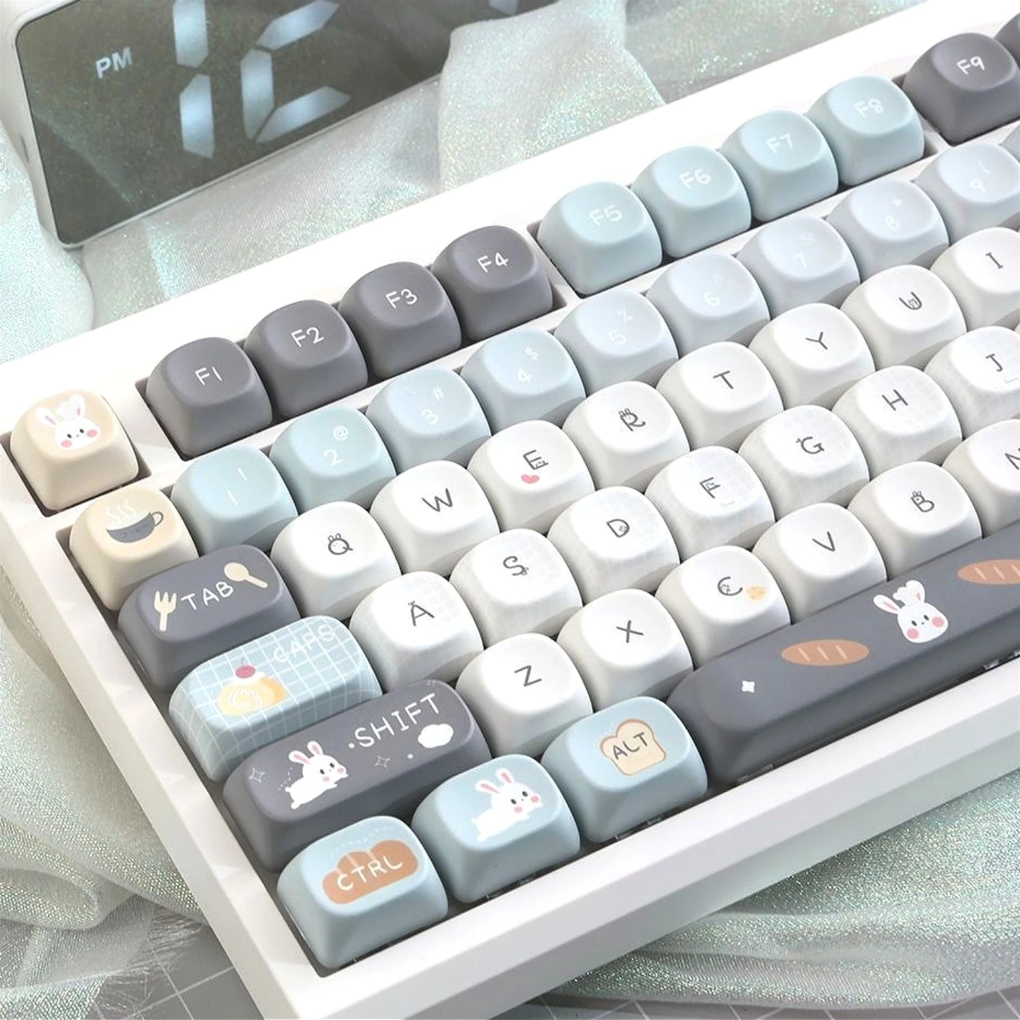 MOA Profile 129 Keys PBT Rabbit Bread House Theme Keycaps for Mechanical Keyboard