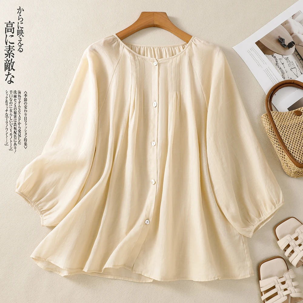 NYFS 2025 Summer New Vintage Woman Tops Fashion Loose Blouse Seven Quarter Sleeve Shirt
NYFS 2025 Summer New Vintage Woman Tops Fashion Loose Blouse Seven Quarter Sleeve Shirt