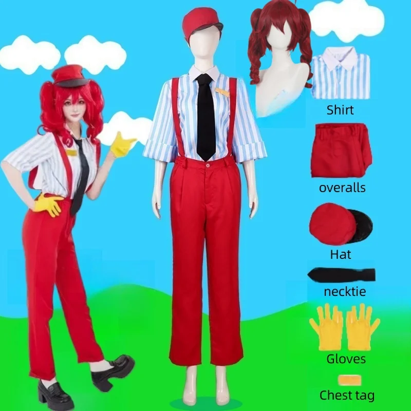 Cosplay Kasane Anime Teto Costume Striped Top and Red Overalls Wig Gloves Women Role Play Girls Halloween Carnival Party Outfits
Cosplay Kasane Anime Teto Costume Striped Top and Red Overalls Wig Gloves Women Role Play Girls Halloween Carnival Party Outfits