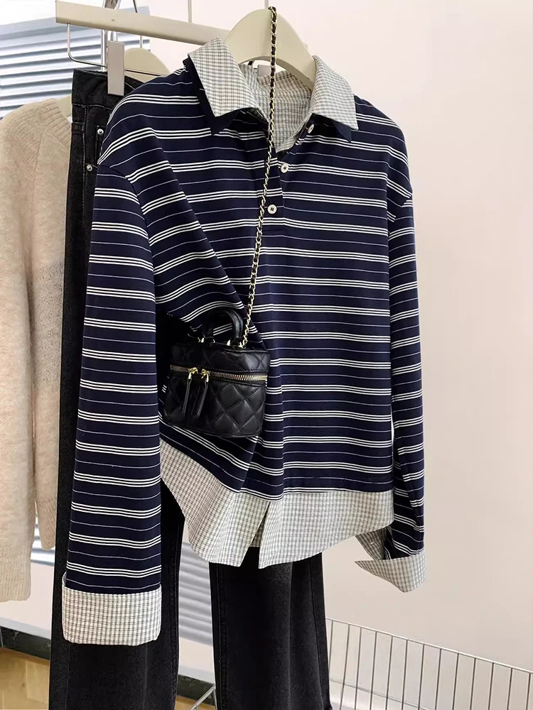 Striped Long Sleeve T-Shirts 2025 New Baggy Tops Harajuku Vintage Casual Shirts Fashion Fake Two-piece Patchwork T-shirt
Striped Long Sleeve T-Shirts 2025 New Baggy Tops Harajuku Vintage Casual Shirts Fashion Fake Two-piece Patchwork T-shirt