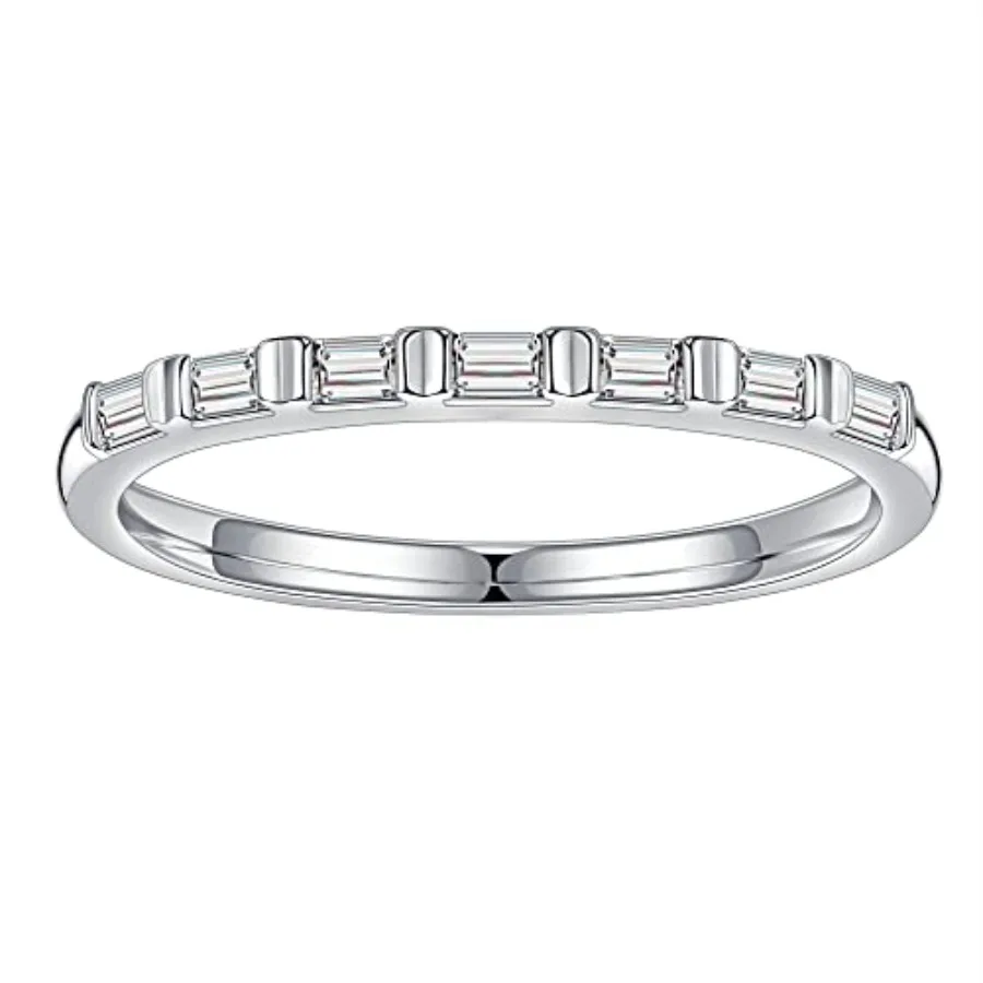 SMILEST Baguette Moissanite Wedding Band for Women, 2MM Lab Created Moissanite 925 Sterling Silver Bar Setting Half Eternity Ri
SMILEST Baguette Moissanite Wedding Band for Women, 2MM Lab Created Moissanite 925 Sterling Silver Bar Setting Half Eternity Ri