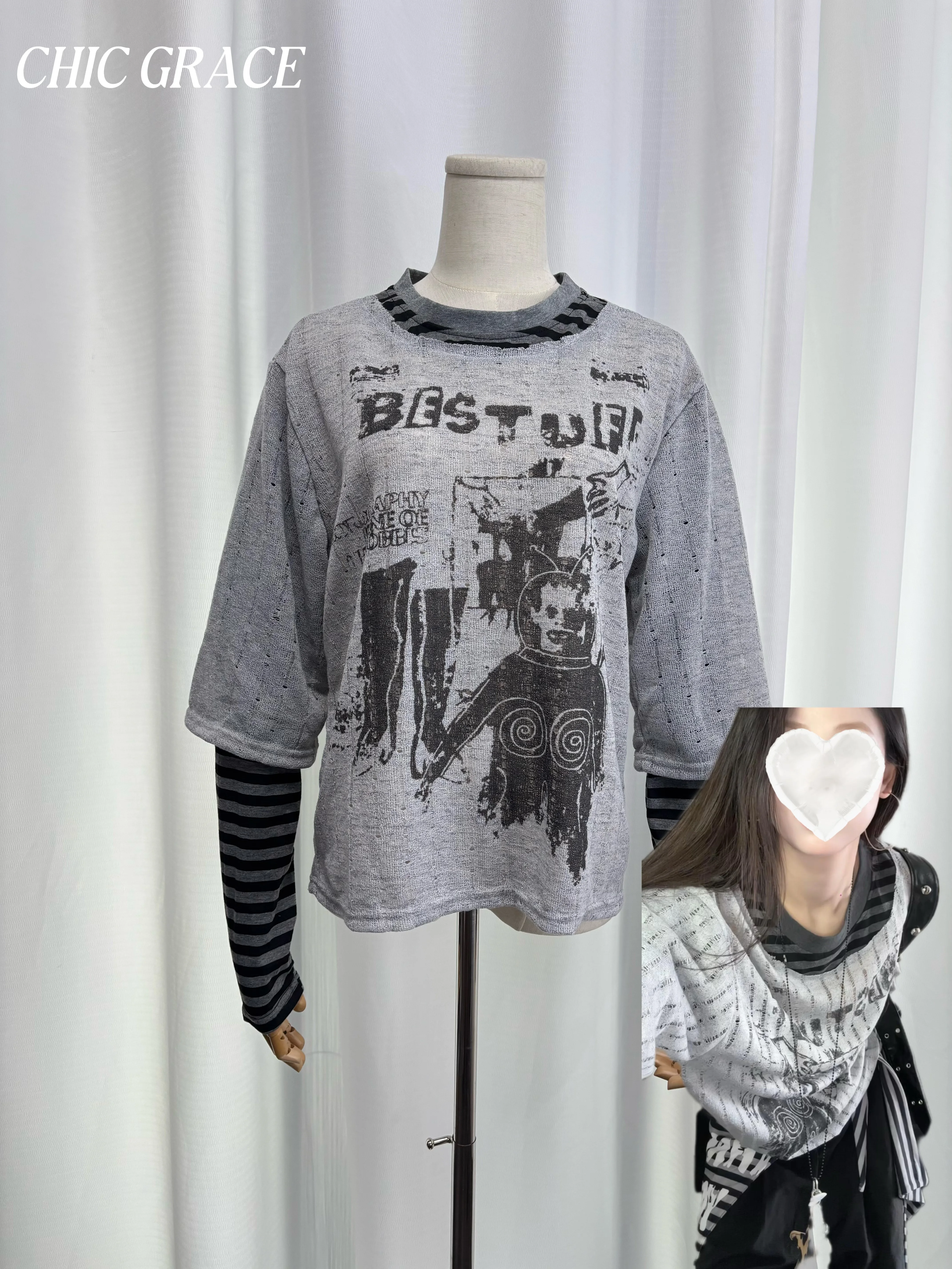 Real shot 2025 American Hot Girl Fake Two-Piece Striped Letter Printed T-Shirt Women's Casual Loose Cover-Up Top Trendy Streetwe
Real shot 2025 American Hot Girl Fake Two-Piece Striped Letter Printed T-Shirt Women's Casual Loose Cover-Up Top Trendy Streetwe