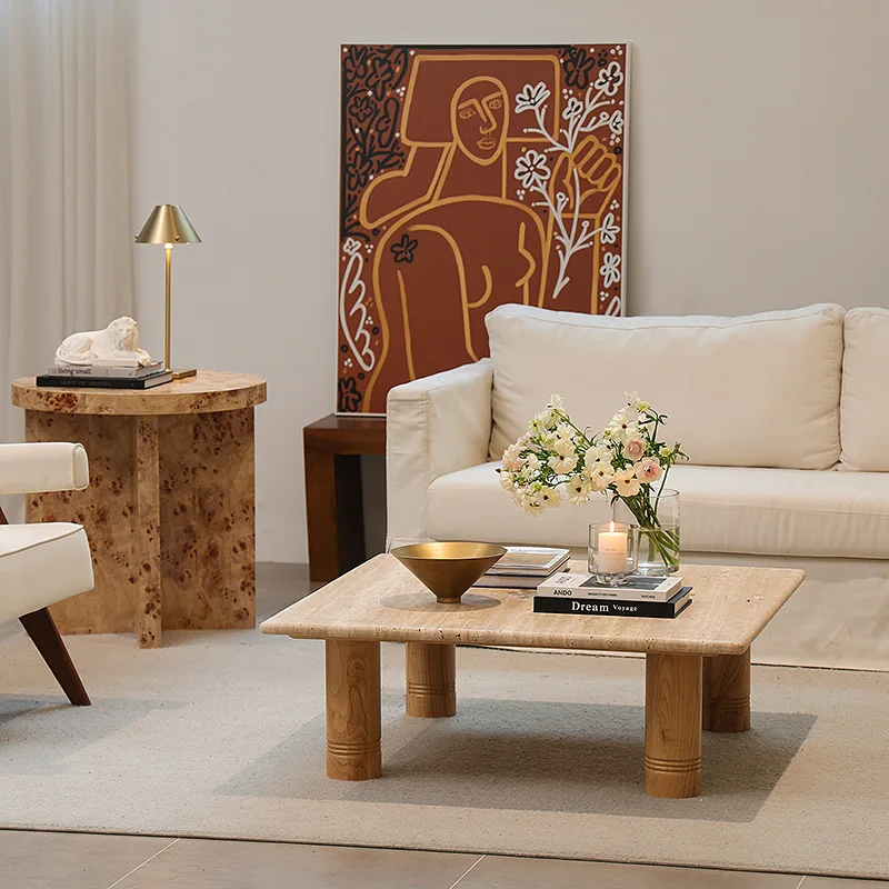 #Quiet Wind Natural Cave Stone Solid Wood Wabi-sabi Style Marble Top Coffee Table for Small Apartment Living Room Home Furniture
#Quiet Wind Natural Cave Stone Solid Wood Wabi-sabi Style Marble Top Coffee Table for Small Apartment Living Room Home Furniture