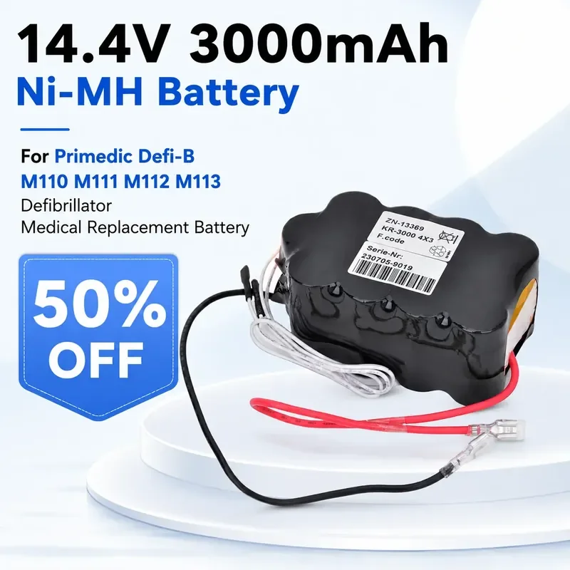 14.4V 3000mAh Ni-MH Battery For Primedic Defi-B M110 M111 M112 M113 Defibrillator Medical Replacement Battery
14.4V 3000mAh Ni-MH Battery For Primedic Defi-B M110 M111 M112 M113 Defibrillator Medical Replacement Battery