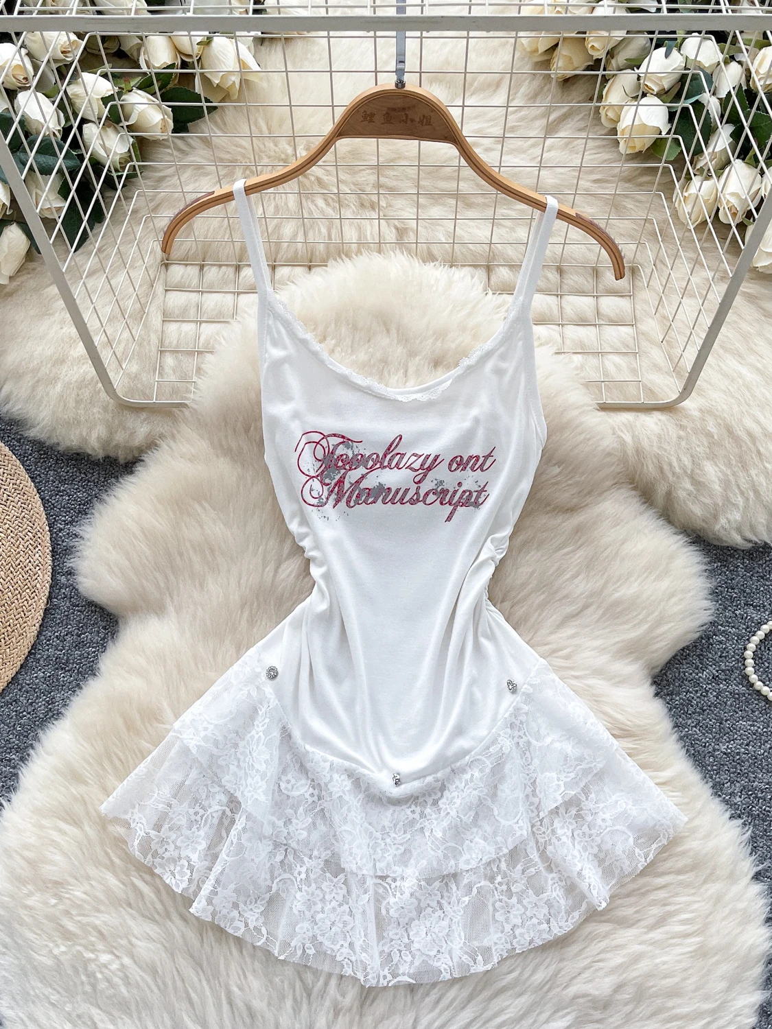 Sweet Spicy Girl Lace Splice Letter Print ter Top Women's 2025 Summer Waist Cinched Ele Asymmetrical Women's Top
Sweet Spicy Girl Lace Splice Letter Print ter Top Women's 2025 Summer Waist Cinched Ele Asymmetrical Women's Top