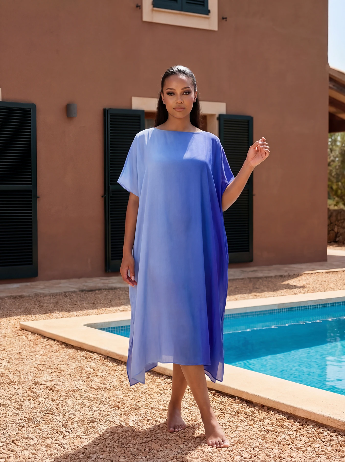 Fashionable Satin Gradient Series Muslim Midi Dress Elegant Personality Cross-Border Polyester Silk-Like Fabric Batwing Sleeve
Fashionable Satin Gradient Series Muslim Midi Dress Elegant Personality Cross-Border Polyester Silk-Like Fabric Batwing Sleeve