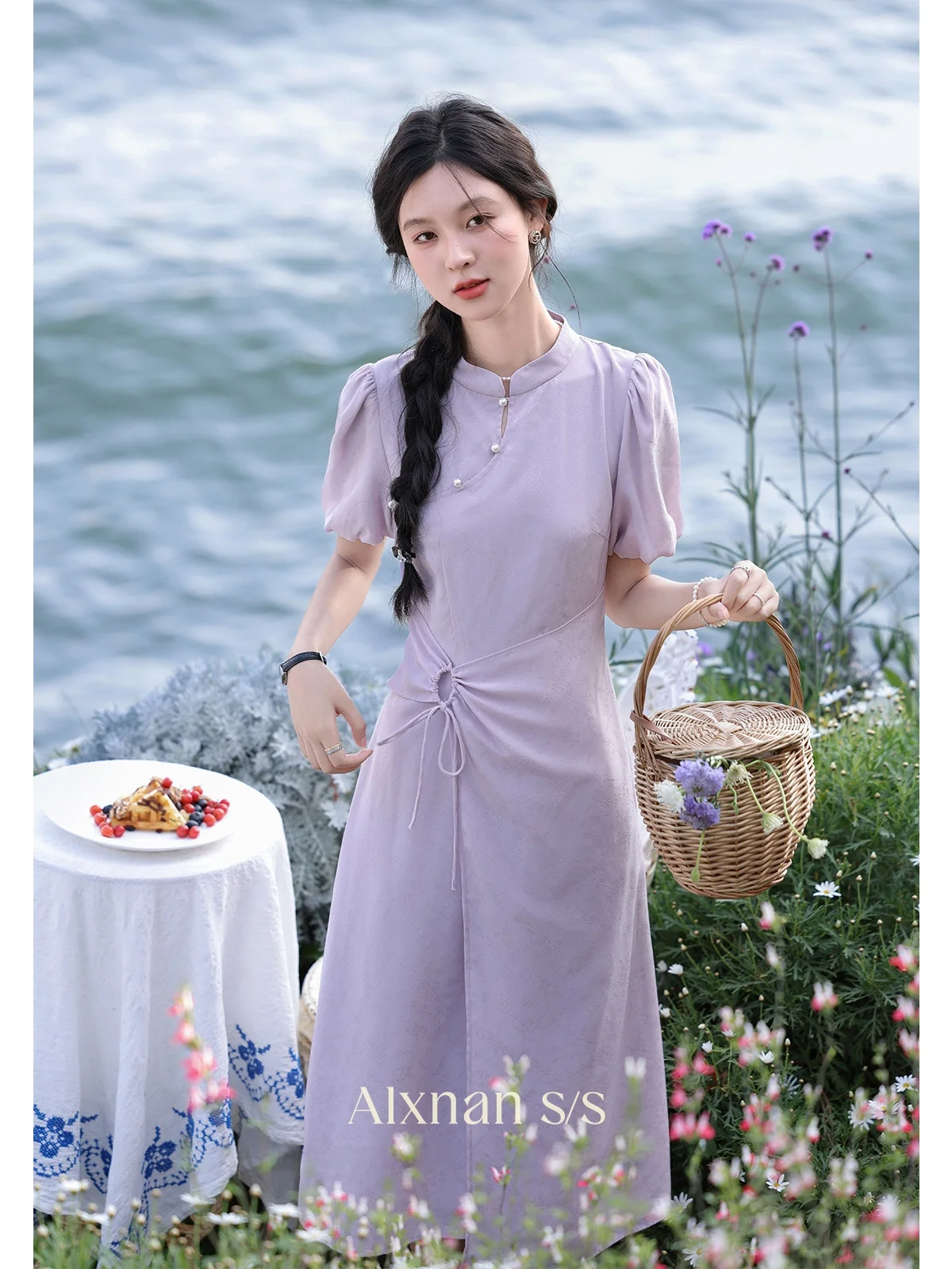 New Chinese Style Long Dress Women's Summer Waist Cinched Belted Split Dress round Neck Short Sleeve A-Line Midi Dress
New Chinese Style Long Dress Women's Summer Waist Cinched Belted Split Dress round Neck Short Sleeve A-Line Midi Dress