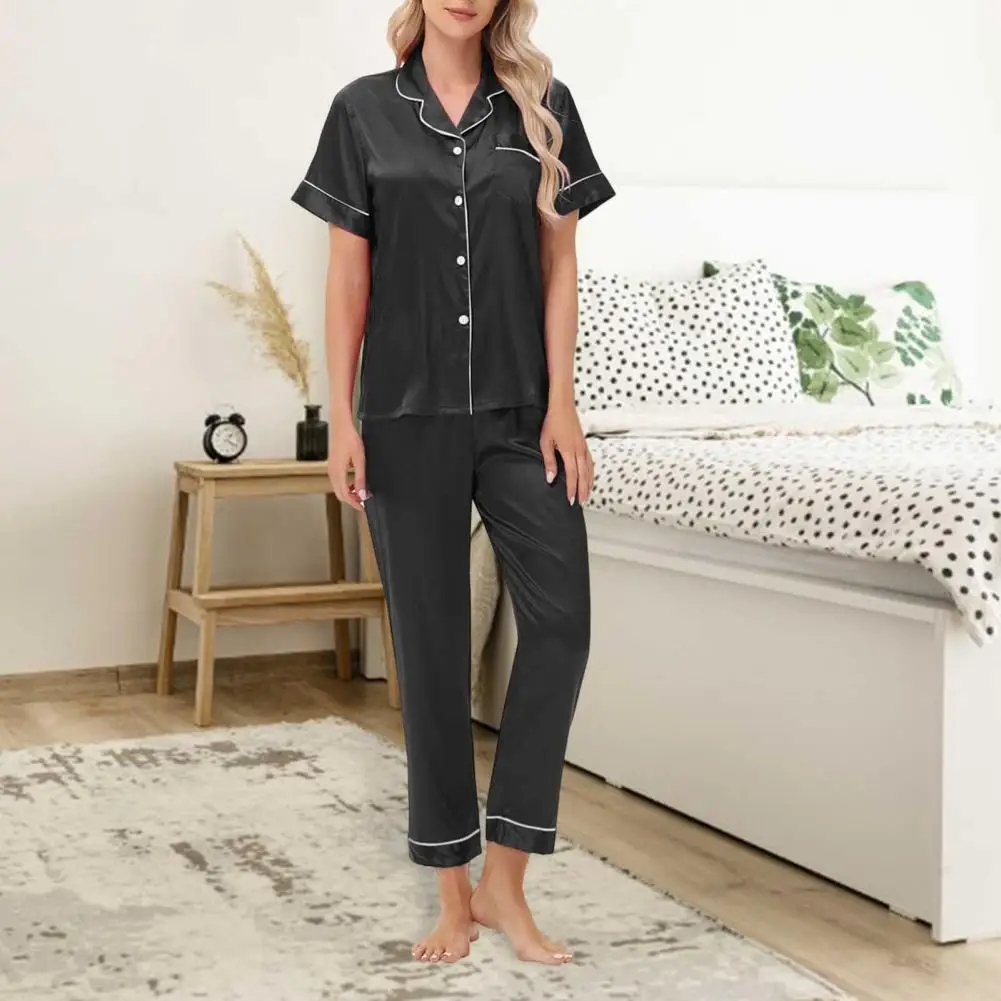 2026 2 Pcs/Set Pajamas Suit Satin Single-breasted Ice Silk Plus Size Cardigan Shirt V Neck Notch Collar Solid Color Shirt Wide L
2026 2 Pcs/Set Pajamas Suit Satin Single-breasted Ice Silk Plus Size Cardigan Shirt V Neck Notch Collar Solid Color Shirt Wide L