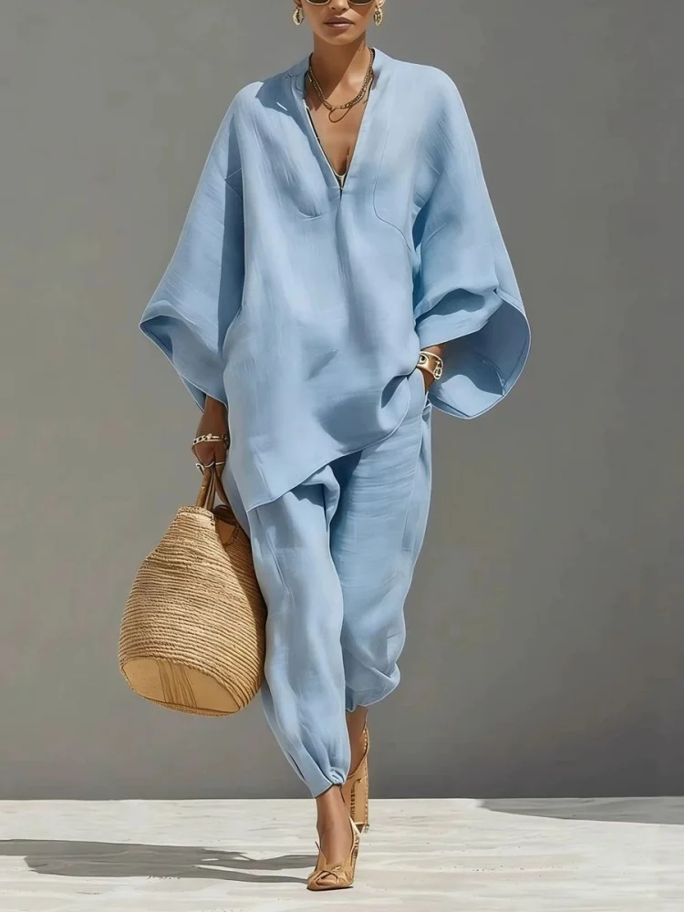 Spring And Summer Plus Size Loose Solid Color Set
Spring And Summer Plus Size Loose Solid Color Set