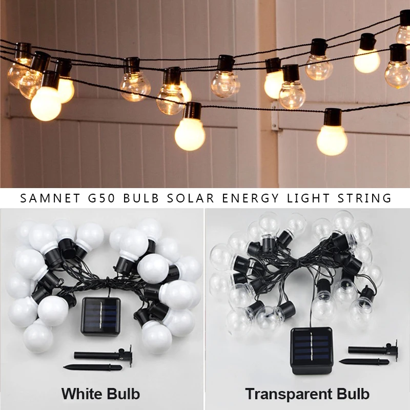 LED Solar Light Outdoor Garland Street G50 Bulb String Light As Christmas Decoration Lamp For Garden Indoor Holiday Lighting
LED Solar Light Outdoor Garland Street G50 Bulb String Light As Christmas Decoration Lamp For Garden Indoor Holiday Lighting