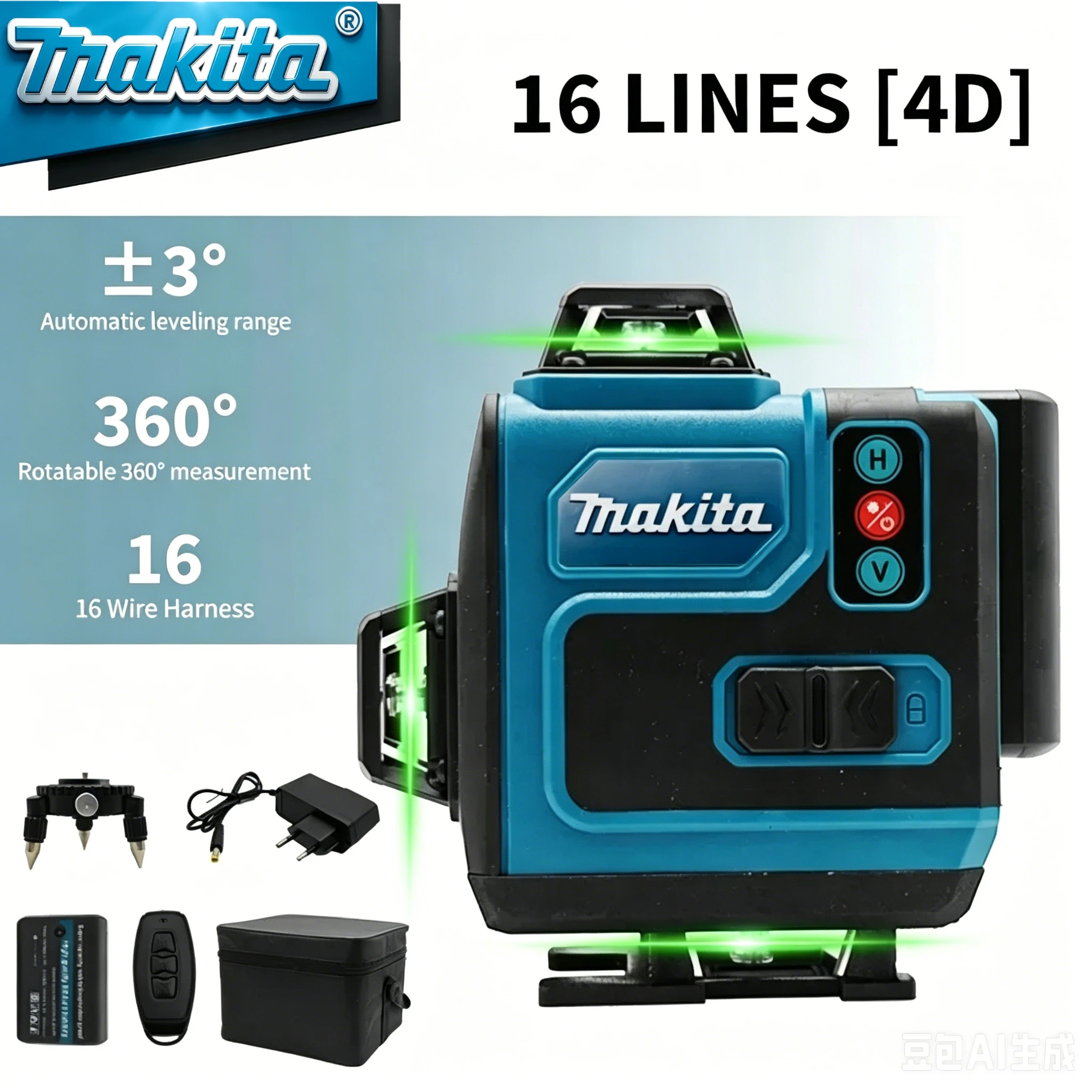Genuine Makita18V 6.0Ah Battery Makita 16 Lines 4D Laser Level Laser Auto Self Leveling 360° Horizontal Vertical for Renovation
Genuine Makita18V 6.0Ah Battery Makita 16 Lines 4D Laser Level Laser Auto Self Leveling 360° Horizontal Vertical for Renovation
