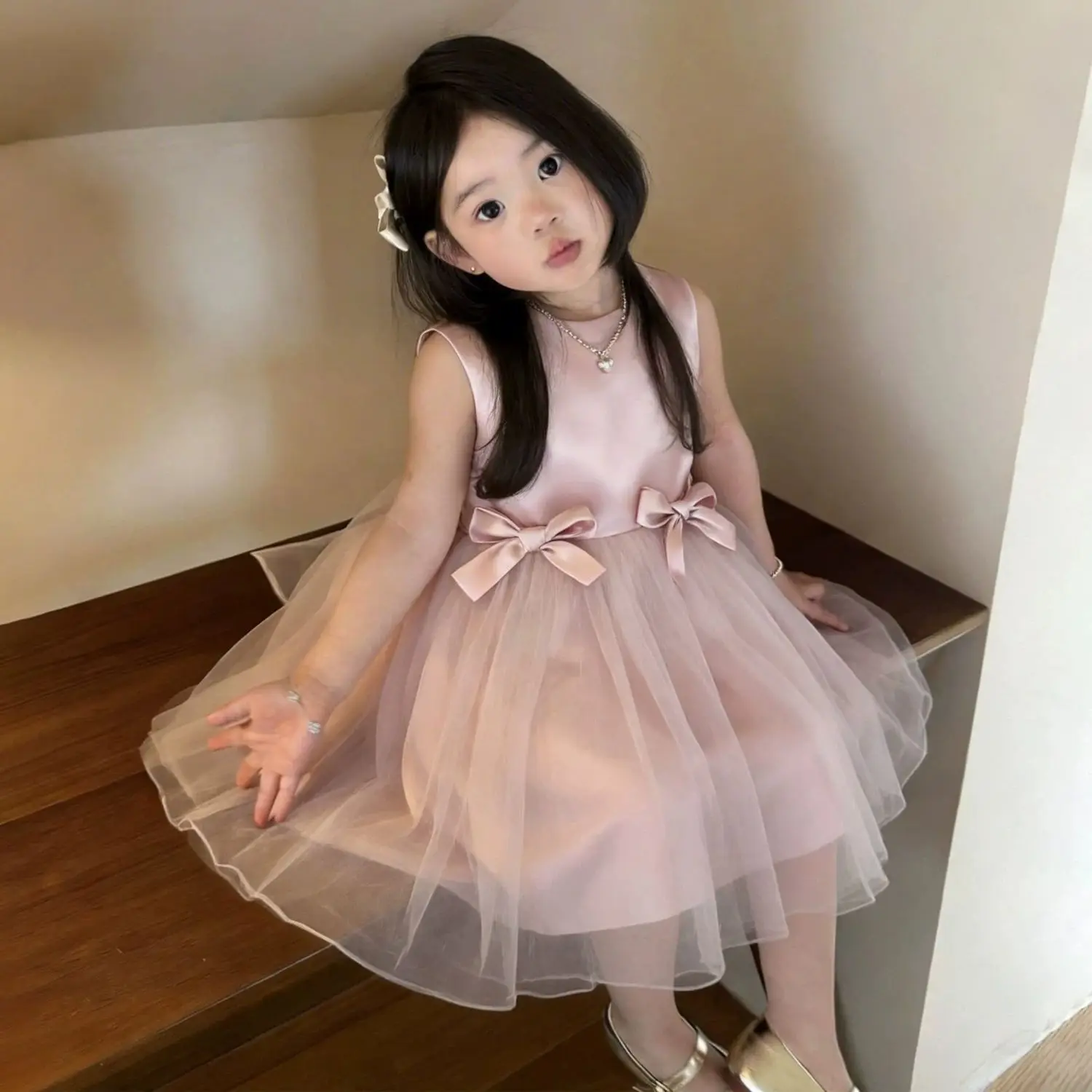 Toddler Baby Girls Pink Sleeveless Dress, Satin Bodice with Bows & Fluffy Tulle Skirt Princess Style Party Gown for Little Girls
Toddler Baby Girls Pink Sleeveless Dress, Satin Bodice with Bows & Fluffy Tulle Skirt Princess Style Party Gown for Little Girls