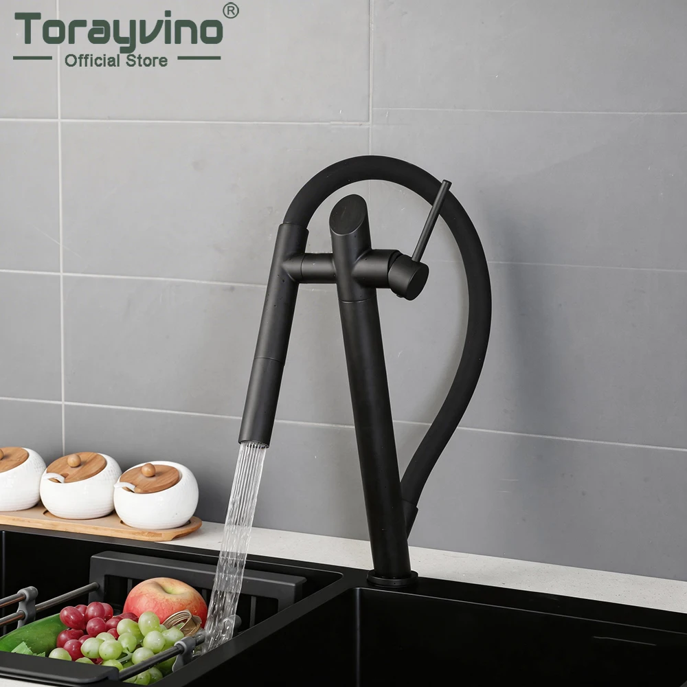 Кухонный смеситель Torayvino Matte Black 360 ° Гибкий смеситель с выдвижной лейкой и одной ручкой для холодной и горячей воды
Кухонный смеситель Torayvino Matte Black 360 ° Гибкий смеситель с выдвижной лейкой и одной ручкой для холодной и горячей воды