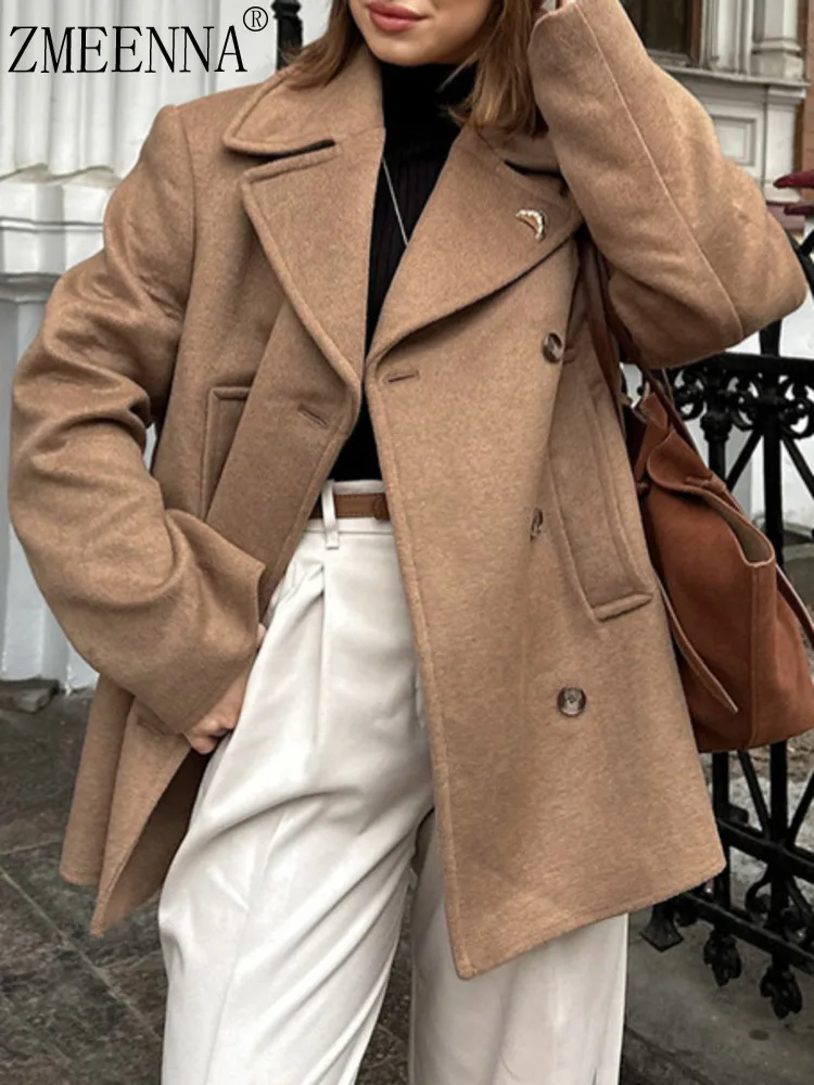 ZMEENNA Women's Short Coat Double Breasted Lapel Collar Jacket Oversized Fit Solid Color Elegant Outerwear ZM3779
ZMEENNA Women's Short Coat Double Breasted Lapel Collar Jacket Oversized Fit Solid Color Elegant Outerwear ZM3779