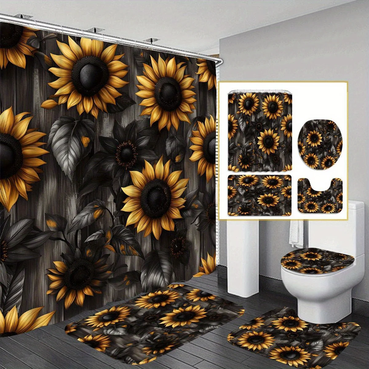 Набор из 4 предметов для ванной комнаты Sunflower: занавеска для душа, коврик для ванной, крышка унитаза, крышка бака – яркий и деревенский декор
Набор из 4 предметов для ванной комнаты Sunflower: занавеска для душа, коврик для ванной, крышка унитаза, крышка бака – яркий и деревенский декор