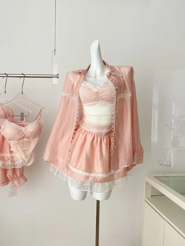 Korea Fashion Sweet Casual 3 Piece Set Women Sling Vest+Sunscreen Cardigan+Elastic Waist Mini Skirts Female Cute Chic Suits 2025
Korea Fashion Sweet Casual 3 Piece Set Women Sling Vest+Sunscreen Cardigan+Elastic Waist Mini Skirts Female Cute Chic Suits 2025