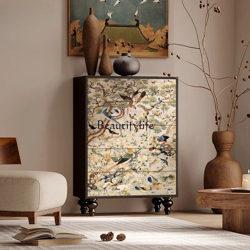 LXFrench medieval style flower and bird chest of drawers living room entrance cabinet solid wood high feetSSS
LXFrench medieval style flower and bird chest of drawers living room entrance cabinet solid wood high feetSSS