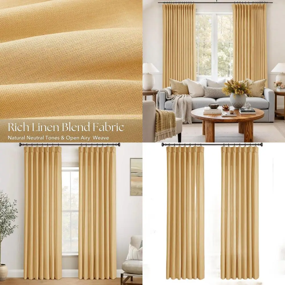 Mustard Yellow Linen Curtains, 84 Long, 2-Panel Set, Light Filtering, Semi-Sheer, with Hooks, Rustic Farmhouse Style
Mustard Yellow Linen Curtains, 84 Long, 2-Panel Set, Light Filtering, Semi-Sheer, with Hooks, Rustic Farmhouse Style