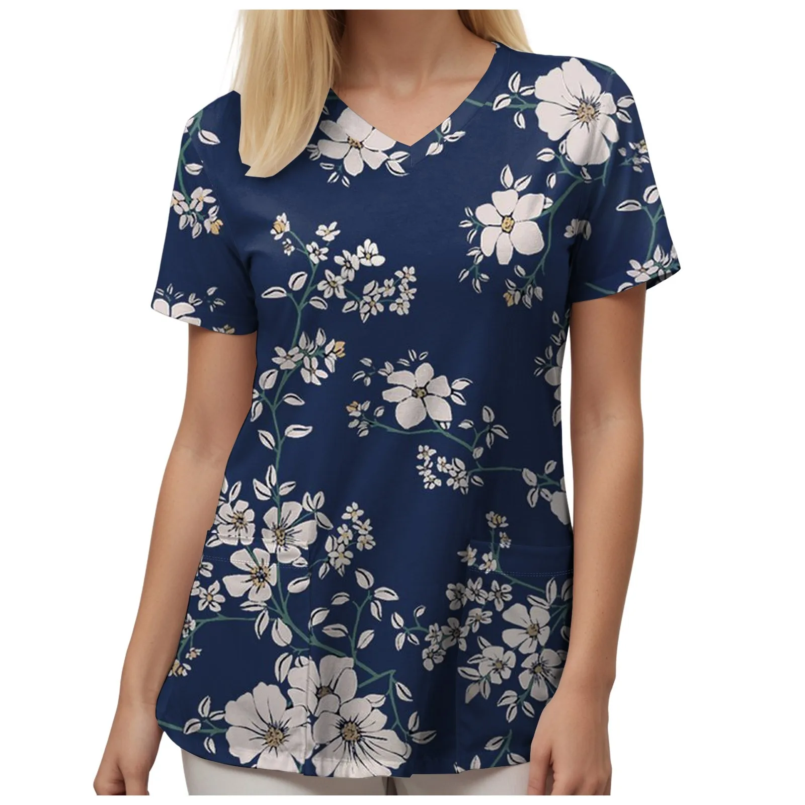 2025 Scrubs Tops Women's Elegant Floral Print T-Shirts Short Sleeve Tops Summer Graphic Shirts Surgical Uniforms For Women 
2025 Scrubs Tops Women's Elegant Floral Print T-Shirts Short Sleeve Tops Summer Graphic Shirts Surgical Uniforms For Women