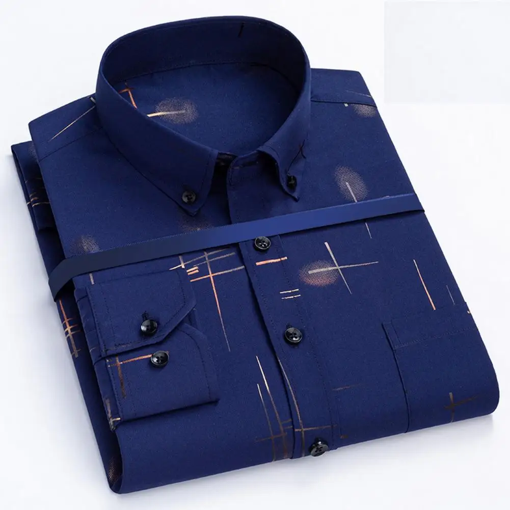 Casual Fit Men Shirt Men's Formal Business Shirt Slim Fit Single-breasted Printed Lapel Long Sleeve Office Top for Fall Spring
Casual Fit Men Shirt Men's Formal Business Shirt Slim Fit Single-breasted Printed Lapel Long Sleeve Office Top for Fall Spring