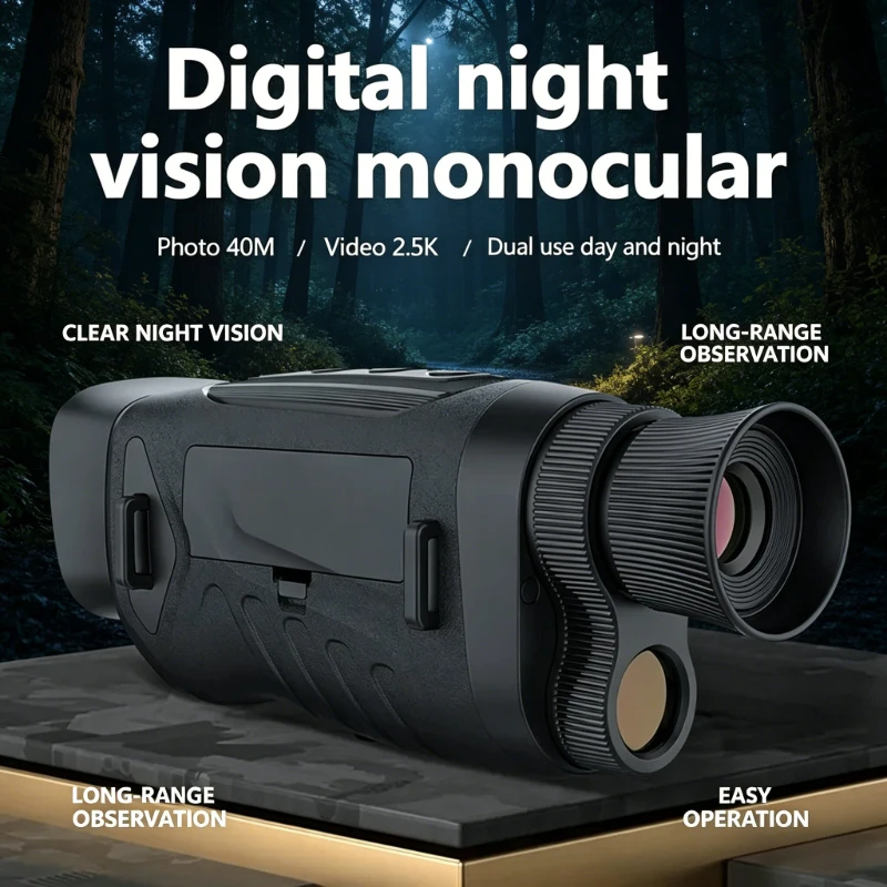 New Digital Night-Vision Monocular 2.5K Infrared Telescope 984ft Night-Vision Distance 8X Digital Zoom 6X Optical Magnification
New Digital Night-Vision Monocular 2.5K Infrared Telescope 984ft Night-Vision Distance 8X Digital Zoom 6X Optical Magnification