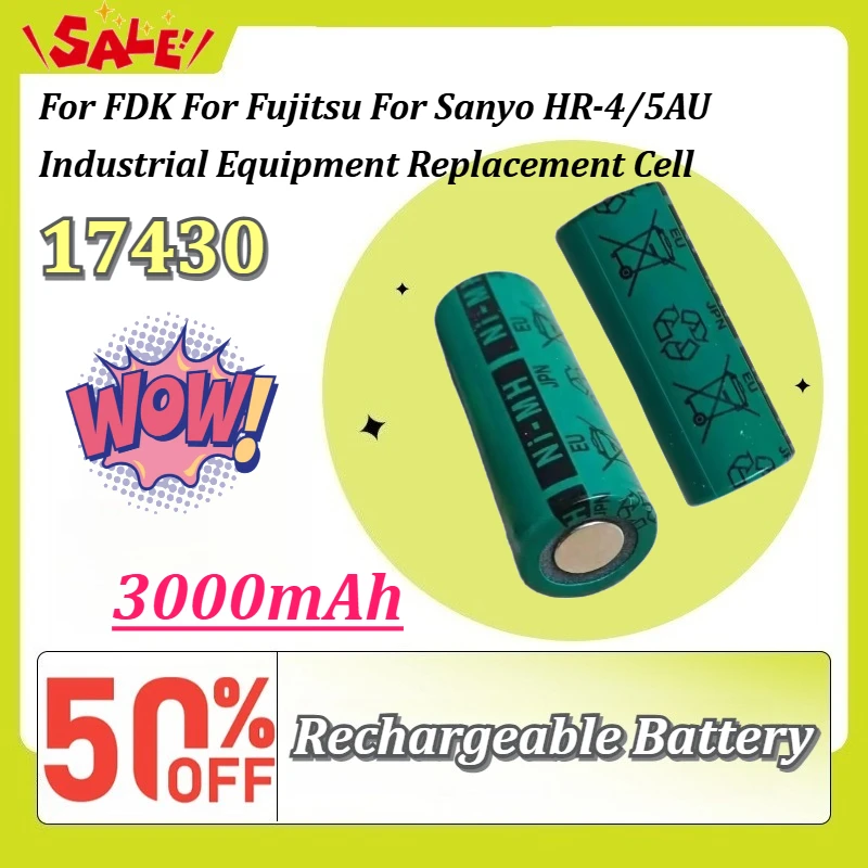 1-10PCS 17430 3000mAh Ni-MH Rechargeable Battery For FDK For Fujitsu For Sanyo HR-4/5AU Industrial Equipment Replacement Cell
1-10PCS 17430 3000mAh Ni-MH Rechargeable Battery For FDK For Fujitsu For Sanyo HR-4/5AU Industrial Equipment Replacement Cell