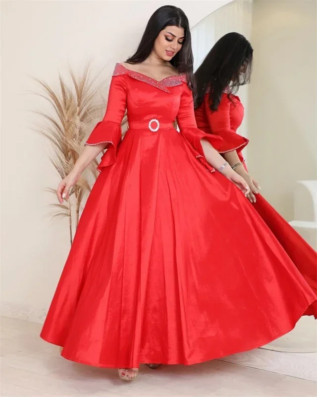 Customized Red A-Line V Neckline Prom Dress Long Sleeves With Ankle-Length Evening Summer Elegant Party Dress For Women2023
Customized Red A-Line V Neckline Prom Dress Long Sleeves With Ankle-Length Evening Summer Elegant Party Dress For Women2023