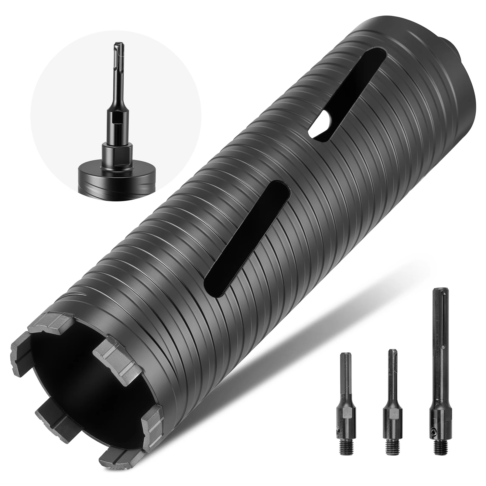 SucceBuy Core Drill Bit Internal Thread Diamond Dry Coring Bit w 3 Adapters Pilot Drill and Hex Wrench for Concrete Red Bricks
SucceBuy Core Drill Bit Internal Thread Diamond Dry Coring Bit w 3 Adapters Pilot Drill and Hex Wrench for Concrete Red Bricks