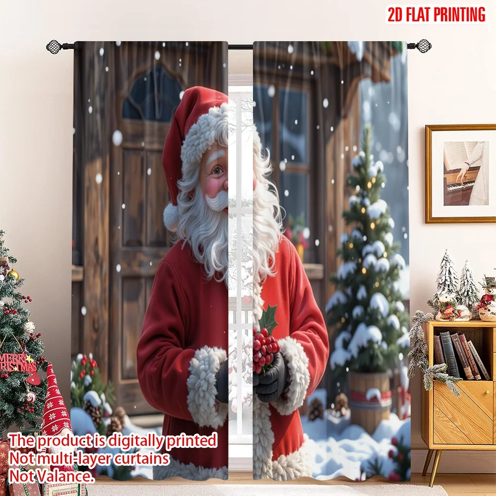 2pcs 2D flat printing Christmas Window Drapes Santa Claus Snowflakes Holiday Spirit Polyester Without Electricity Party
2pcs 2D flat printing Christmas Window Drapes Santa Claus Snowflakes Holiday Spirit Polyester Without Electricity Party