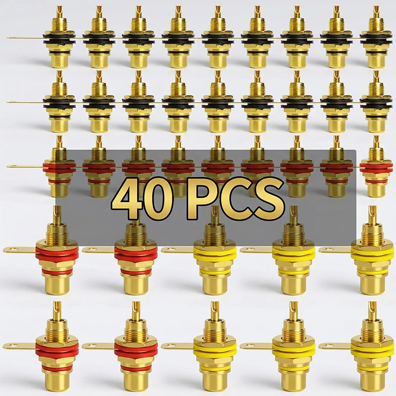 40 шт. позолоченных 24-каратным золотом разъемов RCA (гнездо) – коаксиальные AV-разъемы для монтажа на панель, для самостоятельной сборки аудиомикшеров, DVD-плееров и AV-оборудования
40 шт. позолоченных 24-каратным золотом разъемов RCA (гнездо) – коаксиальные AV-разъемы для монтажа на панель, для самостоятельной сборки аудиомикшеров, DVD-плееров и AV-оборудования