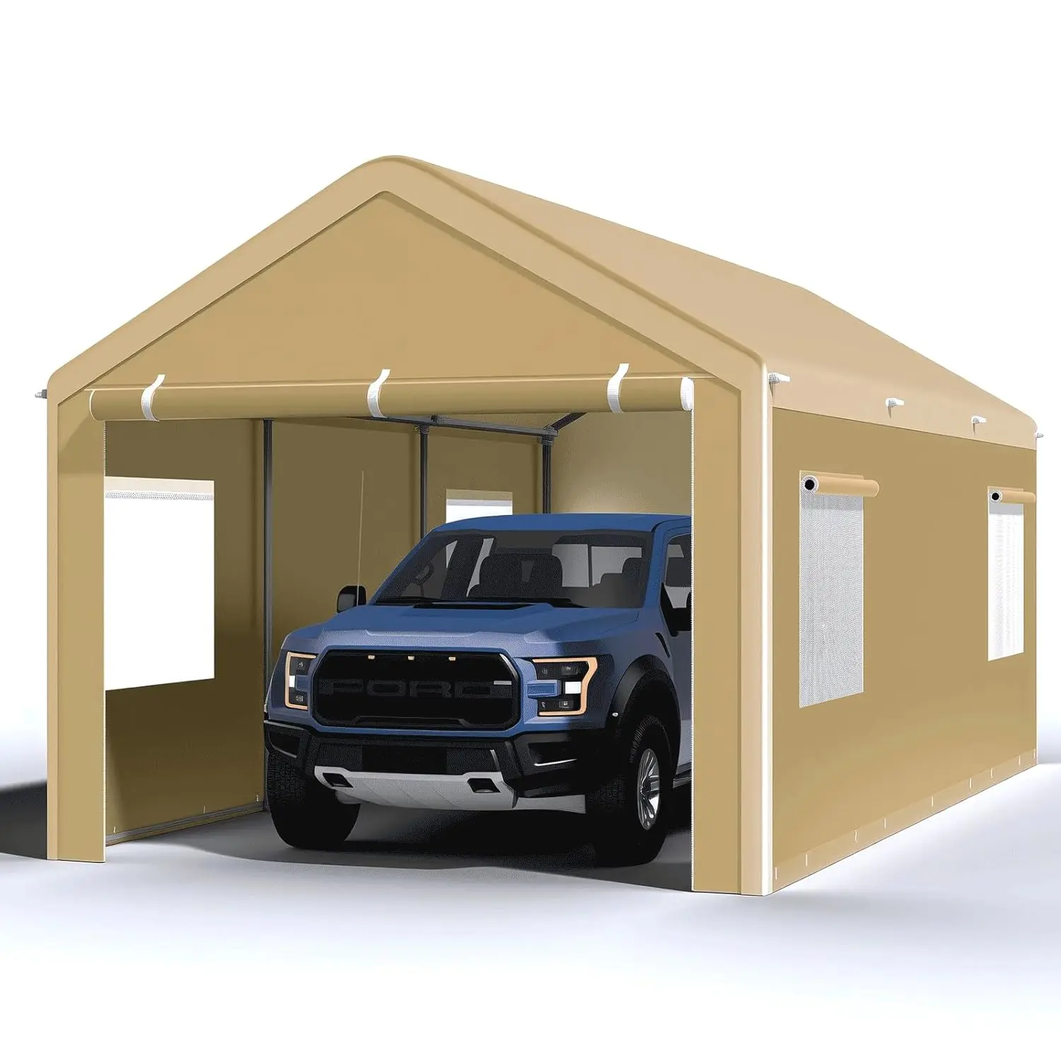 10x20Ft Heavy Duty Carport Reinforced Ground Bar Roll-up Windows Removable Sidewalls Galvanized Portable Garage, Customized
10x20Ft Heavy Duty Carport Reinforced Ground Bar Roll-up Windows Removable Sidewalls Galvanized Portable Garage, Customized