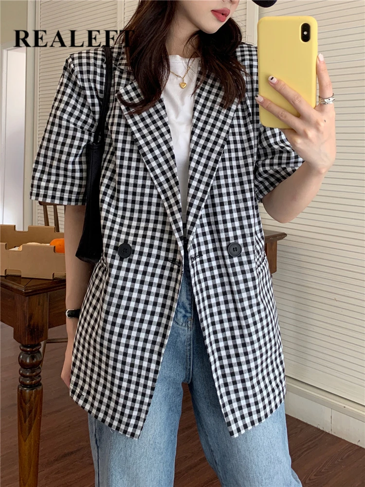 REALEFT Summer Spring Women's Blazer 2022 New Cotton and Linen Single Breasted Plaid Casual Loose Blazers Outwear Pockets Female
REALEFT Summer Spring Women's Blazer 2022 New Cotton and Linen Single Breasted Plaid Casual Loose Blazers Outwear Pockets Female