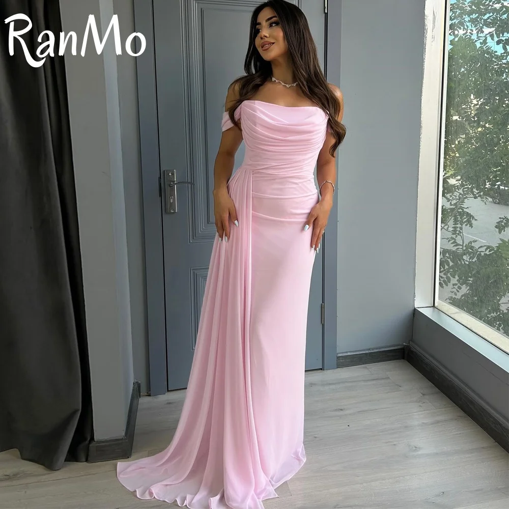Ranmo Customized Pink Chiffon Prom Dresses Off Shoulder Pleated A-line Floor Length Wedding Party Dress Elegant Women Evening
Ranmo Customized Pink Chiffon Prom Dresses Off Shoulder Pleated A-line Floor Length Wedding Party Dress Elegant Women Evening