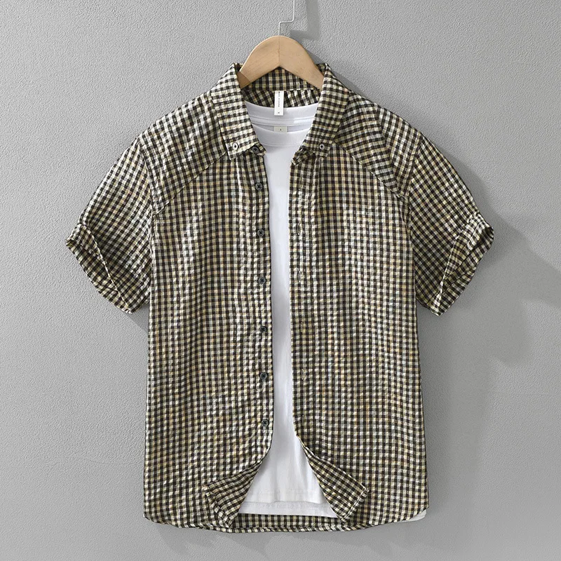 Men's Japanese Streetwear Plaid Short Sleeve Shirt
Men's Japanese Streetwear Plaid Short Sleeve Shirt