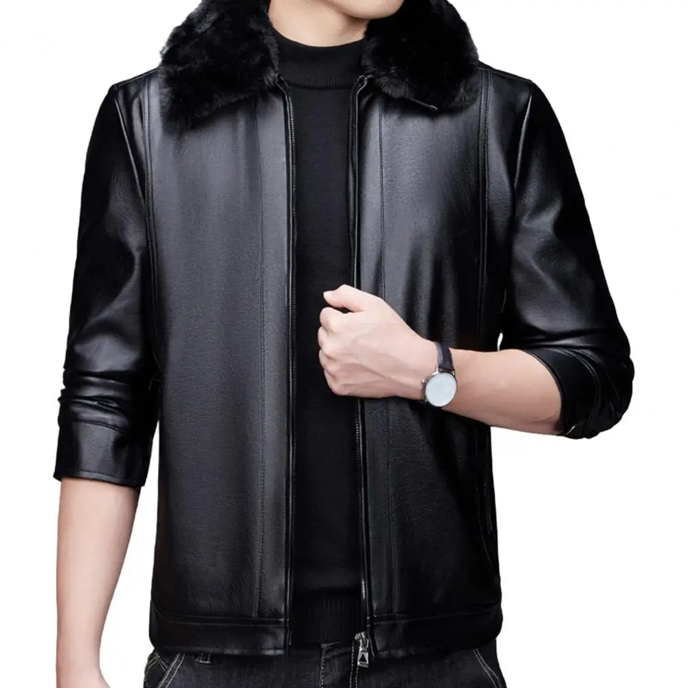 Men Jacket with Zipper Closure Faux Leather with Removable Fur Collar Slim Zipper Closure Jacket
Men Jacket with Zipper Closure Faux Leather with Removable Fur Collar Slim Zipper Closure Jacket