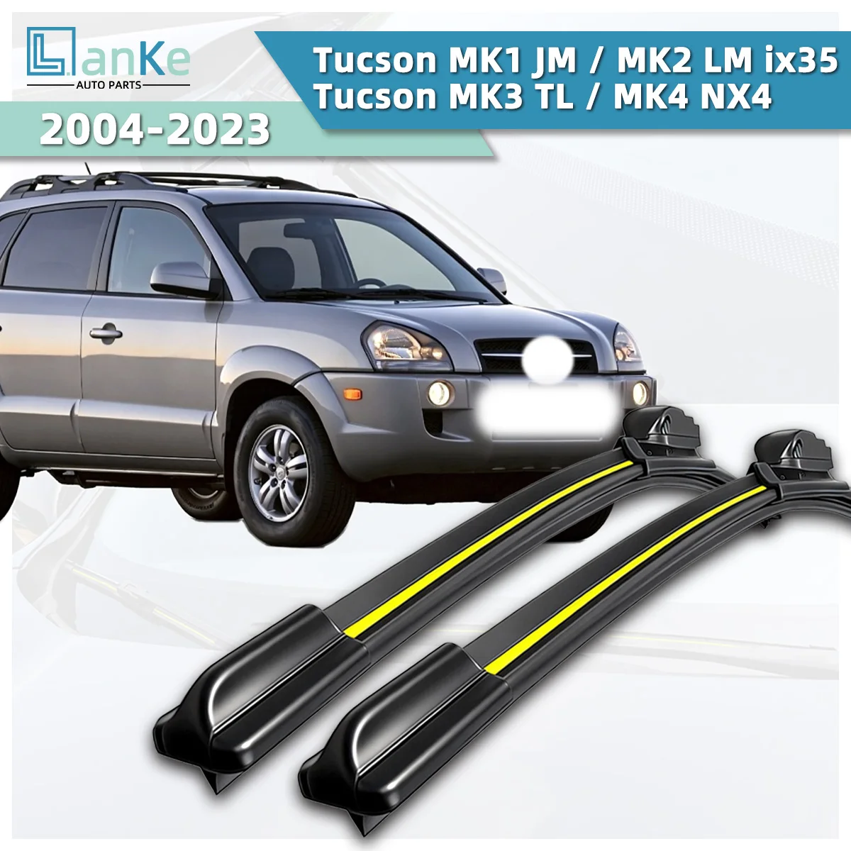 Lanke Wiper Fit For Hyundai Tucson MK1 JM/ MK2 LM ix35/ MK3 TL/ MK4 NX4 (2004-2023) Natural Rubber Strip Boneless Front Wipers
Lanke Wiper Fit For Hyundai Tucson MK1 JM/ MK2 LM ix35/ MK3 TL/ MK4 NX4 (2004-2023) Natural Rubber Strip Boneless Front Wipers