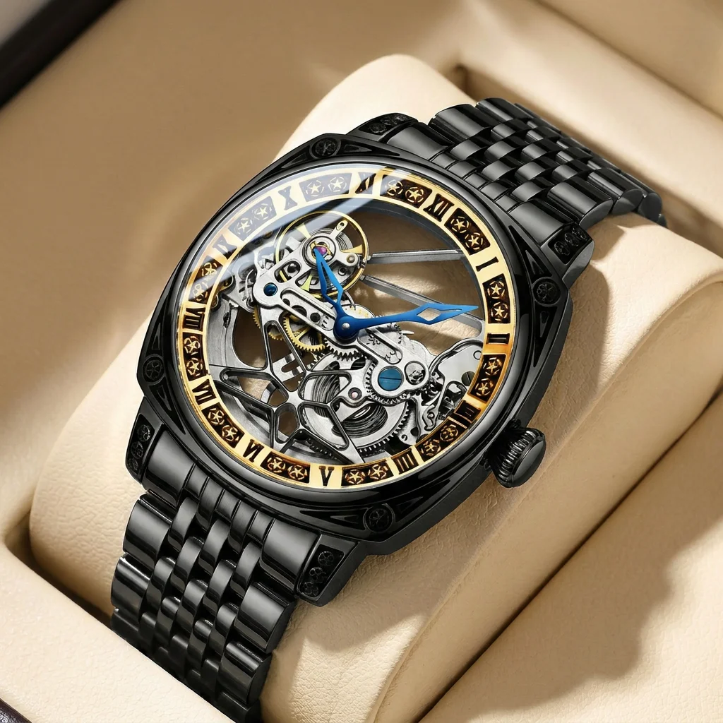 1pcs Men's silver dial alloy strap vintage fashion skeleton gear luxury details Mechanical Watch for daily business party holida
1pcs Men's silver dial alloy strap vintage fashion skeleton gear luxury details Mechanical Watch for daily business party holida