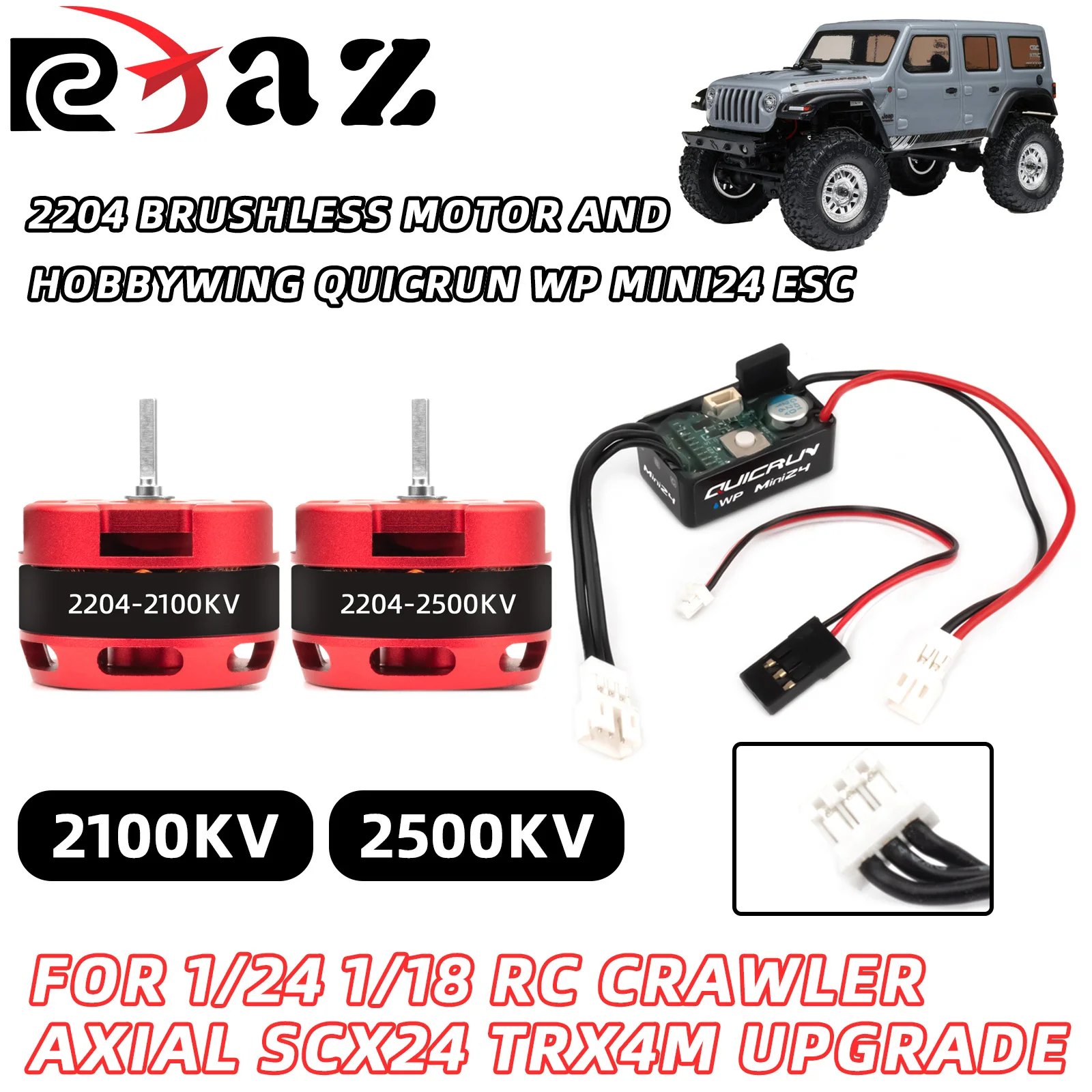 Бесщеточный двигатель RCXAZ 2204 в сочетании с MINI24 ESC 2-3s LiPo, подходит для обновления 1/24 1/28 RC Crawler AXLAL SCX24 TRX4M
Бесщеточный двигатель RCXAZ 2204 в сочетании с MINI24 ESC 2-3s LiPo, подходит для обновления 1/24 1/28 RC Crawler AXLAL SCX24 TRX4M