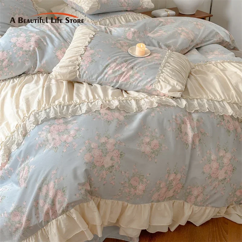 Pure Cotton French Floral Bedding Set Vintage Country Flowers Ruffles Duvet Cover Flat Sheet Or Bed Skirt With Pillowcases 4Pcs
Pure Cotton French Floral Bedding Set Vintage Country Flowers Ruffles Duvet Cover Flat Sheet Or Bed Skirt With Pillowcases 4Pcs