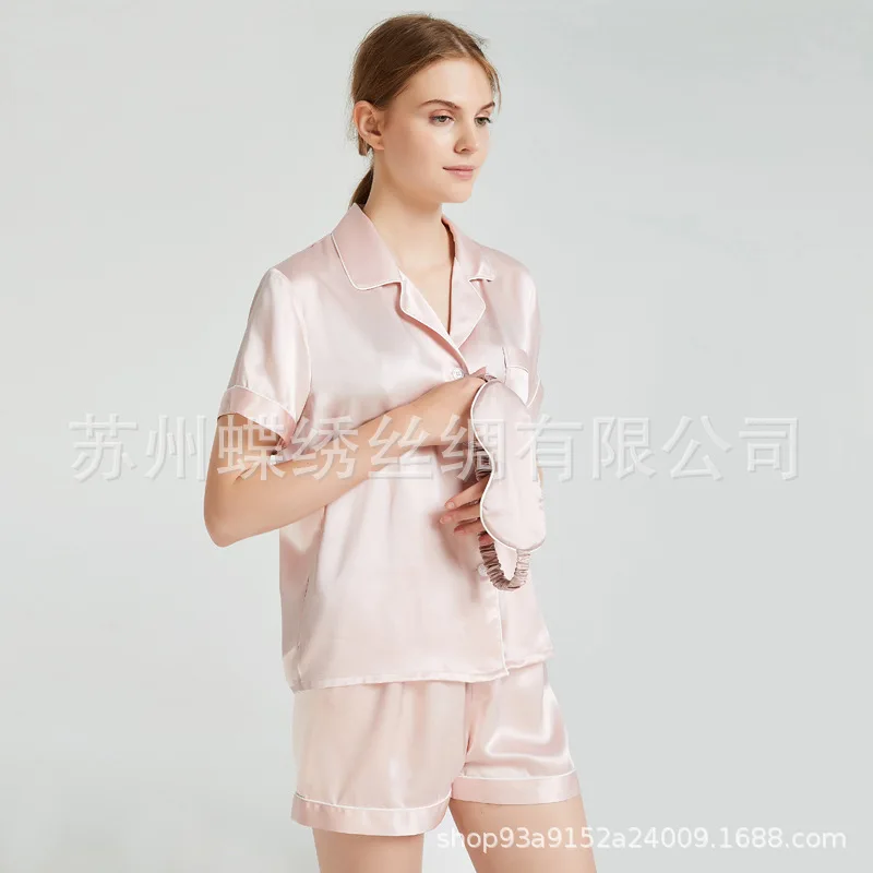 19momme шелковая пижама с коротким рукавом женский домашний костюм для отдыха однотонный комплект из двух предметов
19momme шелковая пижама с коротким рукавом женский домашний костюм для отдыха однотонный комплект из двух предметов
