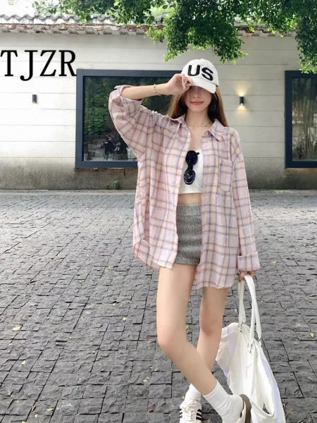 French Sle Pure Cotton Plaid irt Women's Layering Long Sve Spring Autumn Slimming Top Outerwear Collar Button up
French Sle Pure Cotton Plaid irt Women's Layering Long Sve Spring Autumn Slimming Top Outerwear Collar Button up