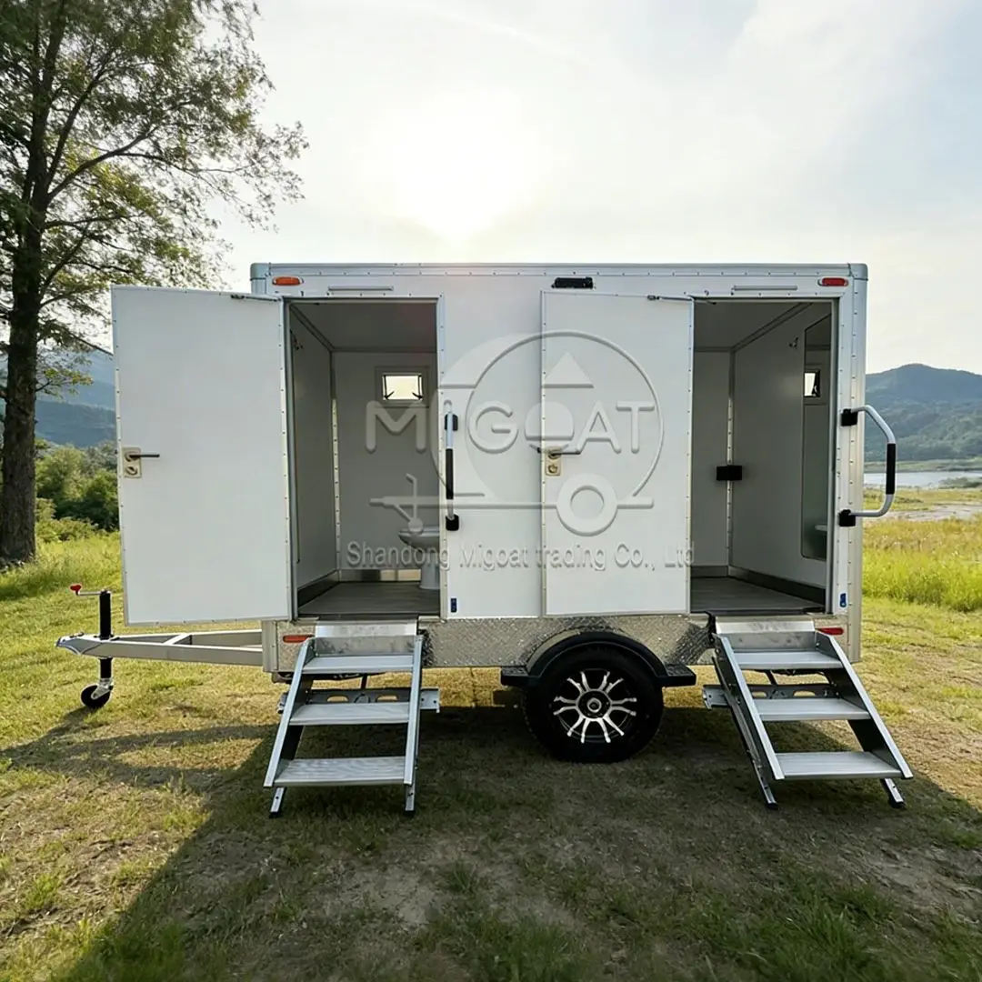 2-Station Portable Restroom Trailer with Sink, Anti-Slip Steps, Easy-Tow Design for Outdoor Events & Construction Sites
2-Station Portable Restroom Trailer with Sink, Anti-Slip Steps, Easy-Tow Design for Outdoor Events & Construction Sites