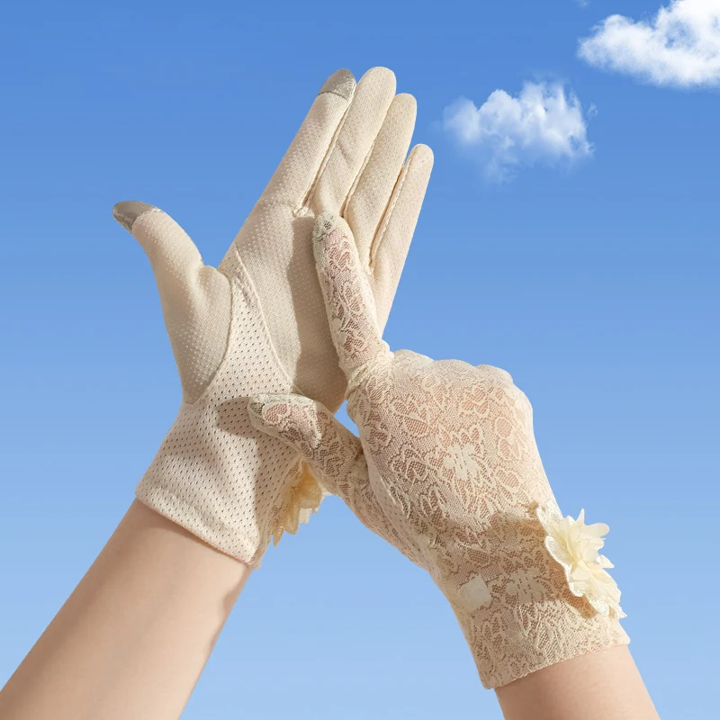 Summer Sexy Lace Sunscreen Touch Screen Thin Mesh Breathable Drive Cycling Ice Silk Women's Gloves Non-Slip Elegant Flowers
Summer Sexy Lace Sunscreen Touch Screen Thin Mesh Breathable Drive Cycling Ice Silk Women's Gloves Non-Slip Elegant Flowers