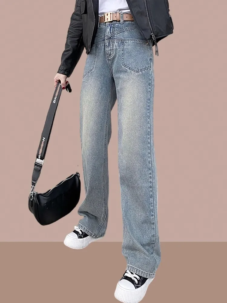 High Waist Wide Leg Jeans Women's Loose Fit Casual Trousers Spring Autumn Fashion plus Size Straight Cut Drapey Effect
High Waist Wide Leg Jeans Women's Loose Fit Casual Trousers Spring Autumn Fashion plus Size Straight Cut Drapey Effect