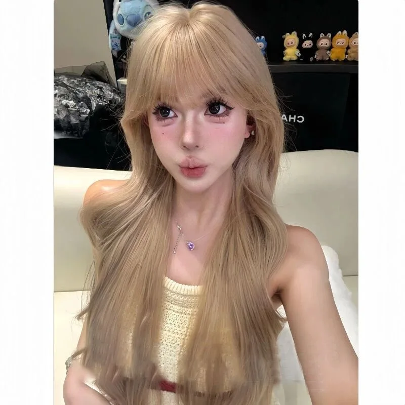 Synthetic Wigs for Women, Long Hair with Bangs, K-pop Style, Natural Full Head, Golden Blonde Fake Hair
Synthetic Wigs for Women, Long Hair with Bangs, K-pop Style, Natural Full Head, Golden Blonde Fake Hair