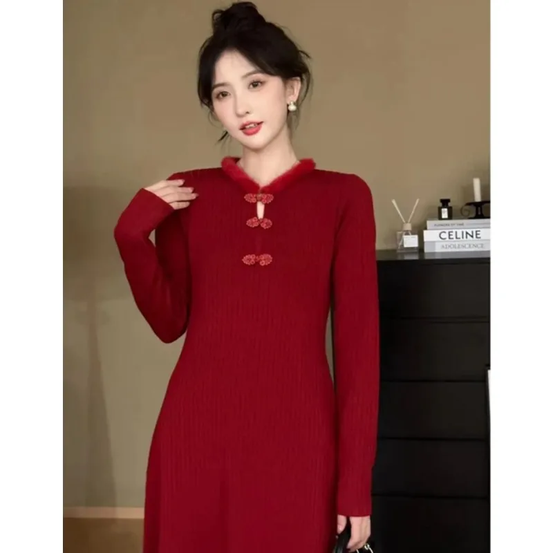 Miiiix New Chinese Style Long Sleeved Knitted Dress for Women in Autumn/Winter Waistband Slimming Bottom Dress Female Clothing
Miiiix New Chinese Style Long Sleeved Knitted Dress for Women in Autumn/Winter Waistband Slimming Bottom Dress Female Clothing