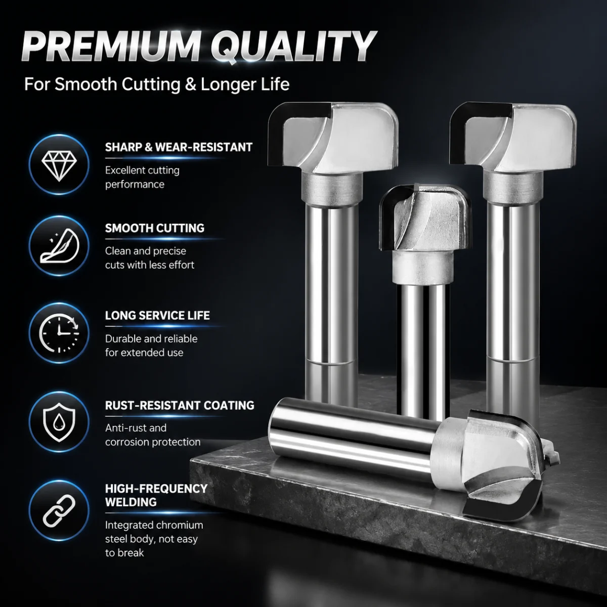 1/2 PCD Diamond Double Arc Router Bits Corner Round Over CNC Milling Cutter Tool for Woodwork Bottom Cleaning Trimming Engraving
1/2 PCD Diamond Double Arc Router Bits Corner Round Over CNC Milling Cutter Tool for Woodwork Bottom Cleaning Trimming Engraving