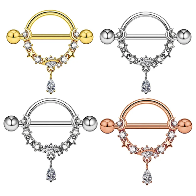 Wholeales Hoop 14G Nipple Barbell for Women Stainless Steel Dangle Moon Star Nipple Rings Set Cute Nipple Piercing Jewelry mix
Wholeales Hoop 14G Nipple Barbell for Women Stainless Steel Dangle Moon Star Nipple Rings Set Cute Nipple Piercing Jewelry mix
