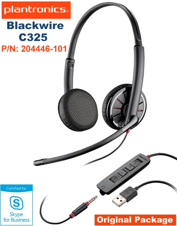 Plantronics Blackwire C325.1-M USB-A 3.5mm Headset, Binaural Headset, Wired P/N: 204446-101 C300DA certified for
Plantronics Blackwire C325.1-M USB-A 3.5mm Headset, Binaural Headset, Wired P/N: 204446-101 C300DA certified for